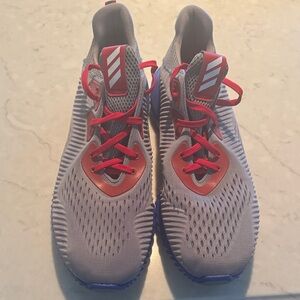 Adidas Bounce Gray, Red and Blue Athletic Shoes